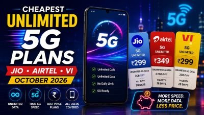 Smartphone showing a 5G signal icon